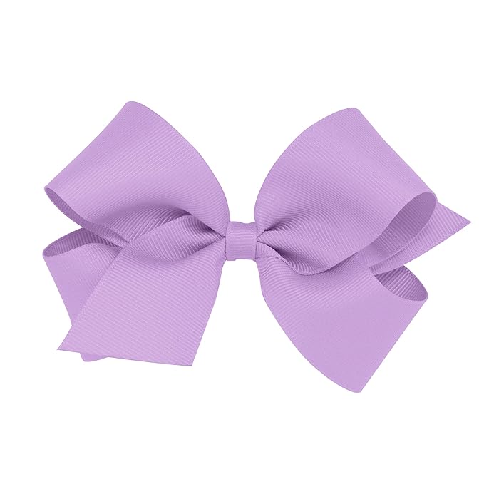 Wee Ones Girls' Classic Grosgrain Hair Bows with Plain Wrap Center, No-Slip Hair Clip, Handmade, Light Orchid, Medium
