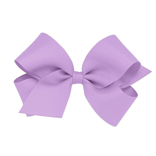 Wee Ones Girls' Classic Grosgrain Hair Bows with Plain Wrap Center, No-Slip Hair Clip, Handmade, Light Orchid, Medium