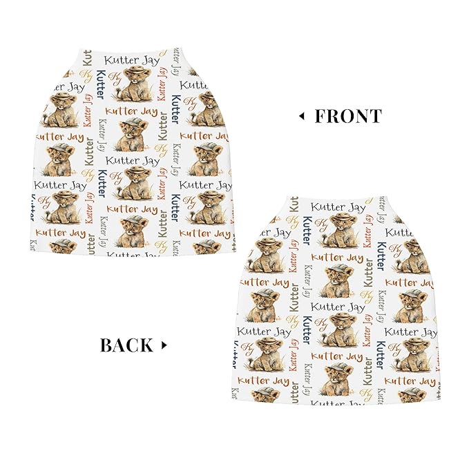 Personalized Lion Baby Car Seat Cover with Name,Multi-Use Canopy for Nursing, Strollers,Shopping Carts,Customized Breastfeeding Cover, Full Privacy,Infant Stroller Cover