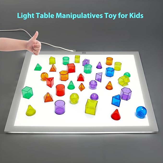 EXBEPE 3D Geometric Solids 60 Pcs for Kids Translucent Geometric Shapes for Geometry Beginnings,Light Table Manipulatives Toy Math Helper School Supplies
