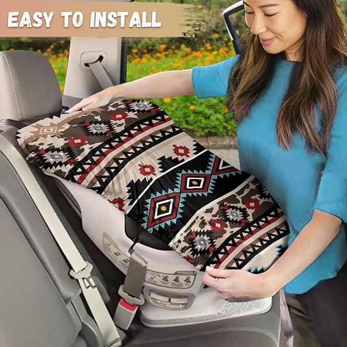Car Seat Cover Baby Car Seat Sun Shade Cover Wear-Resistant Aztec Car Accessories Stretch Carseat Covers with Elastic Band, Easy to Install