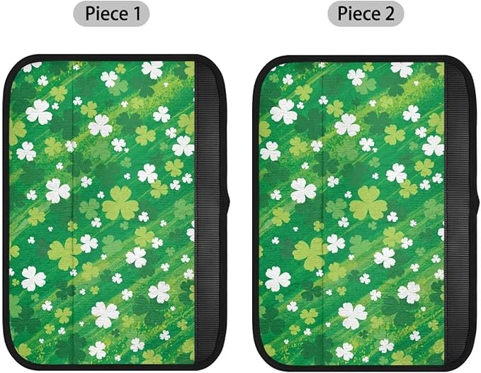 Saint Patrick's Day Safety Seat-Belt Pads 2 Set Clovers Neck Pad Protector Non Slip Shoulder Strap Pad Easy to Install Seatbelt Cushion for Car Truck SUV Airplane Backpack Straps