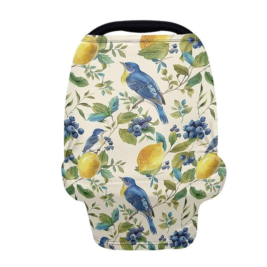 AFPANQZ Lemon Bird Nursing Cover Breastfeeding Scarf Baby Car Seat Covers Infant Stroller Cover Carseat Canopy for Girls and Boys Lightweight Breathable for Outdoor Walking Traveling