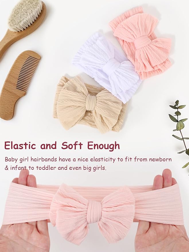 AQOKKA Baby Bows Headbands Nylon Baby Girl Headbands Soft Handmade Hairbands Toddler Hair Accessories for Girls Baby Newborn Infant Kids