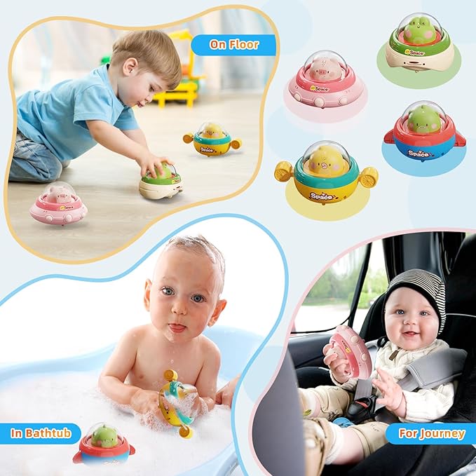 4PCS Animals Car Toys for Toddlers 1-3,Press and Go Car Toys for Ages 0-2,Baby Toys 6-12-18 Months,Spaceship 1 Year Old Boy Toys,First Birthday Gifts Toddler Toys for 1 Year Old Boy & Girl