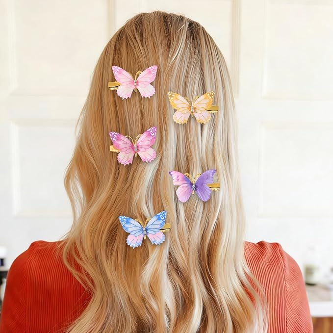 yoyokid 30PCS Butterfly Hair Clip for Girls, Colorful Gradient Metal Alligator Barrettes, Cute Butterfly Hair Accessories for Kids Toddlers Women, Party Daily Wear