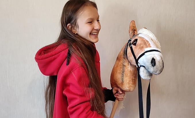 Hobby Horse Realistic with Bridle - A3 Haflinger Horse on Stick