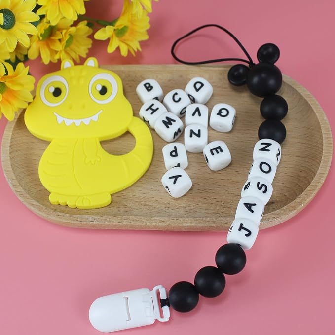 Personalized Pacifier Clip with Name, Customized Pacifier Clip with Name for Baby, Pacifier Holder with Cute Mouse Head