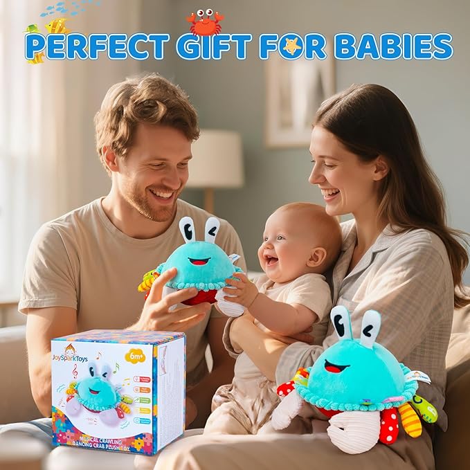 Baby Toys 12-18 Months, Musical Crawling Toys Baby Crab Plush Toy, 50 Songs & Recording Feature, Dancing Bouncing Interactive Baby Sensory Toddler Toys 6-12 Months, Tummy Time Toys for 1 Year Old Gift