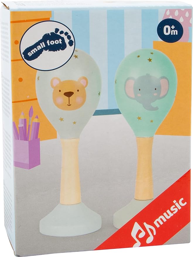 Small Foot 11886 Music Rattles, in Soft Pastel Colours and a Child-Friendly Design, for Babies and Infants Toys