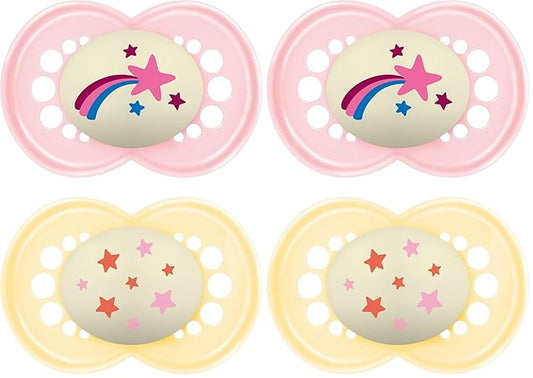 MAM Original Baby Pacifiers 6-16 Months,Binky for Newborn Babies,BPA-Free Skin Soft Silicone Nipple,Glows in The Dark,Developed with Medical Experts,Sterilizer Case,Made in Europe,2 Count (Pack of 2)