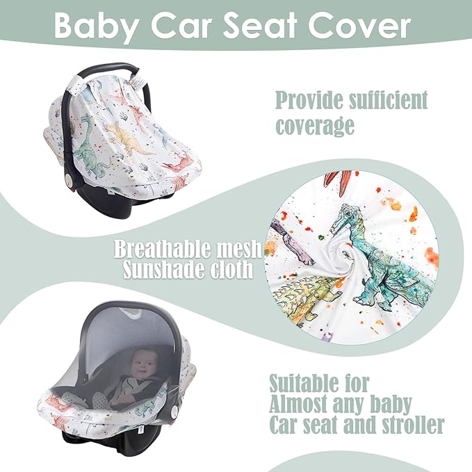 Baby Car Seat Cover, Infant Carrier Canopy for Boys Girls with Two Way Zipper Windproof 3 Modes with Extra Large Mesh Window for Stroller Car Seat (Style 1)