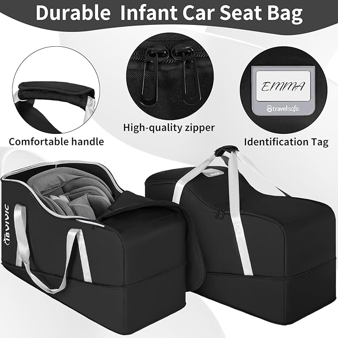 IBVIVIC Car Seat Travel Bag Compatible with UPPAbaby Aria and Mesa, Infant Car Seat Travel Bag Car Seat Cover for Travel (Black)