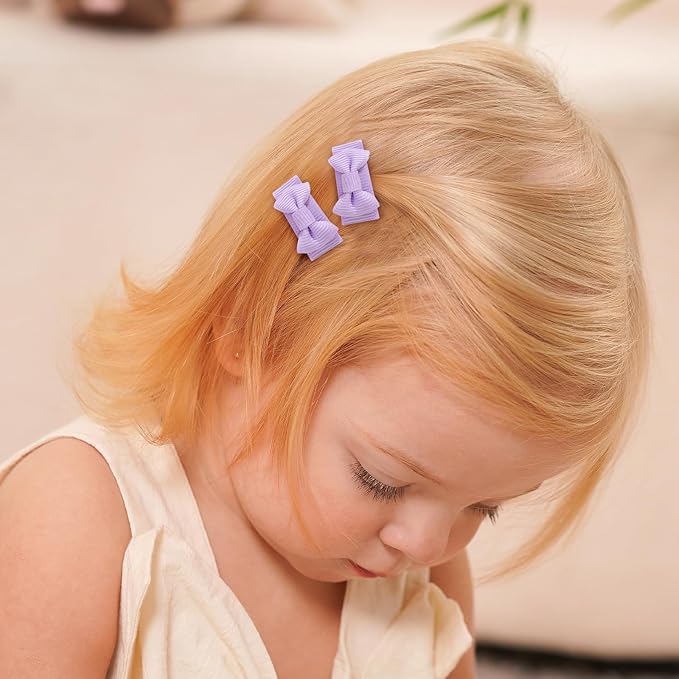 YHXX YLEN 40PCS Mini Snap Clips Grosgrain Ribbon Hair Bows Clips Tiny 1.4 Inch Baby Girl Hair Clips for Baby Toddlers Infants' Fine Thin Hair