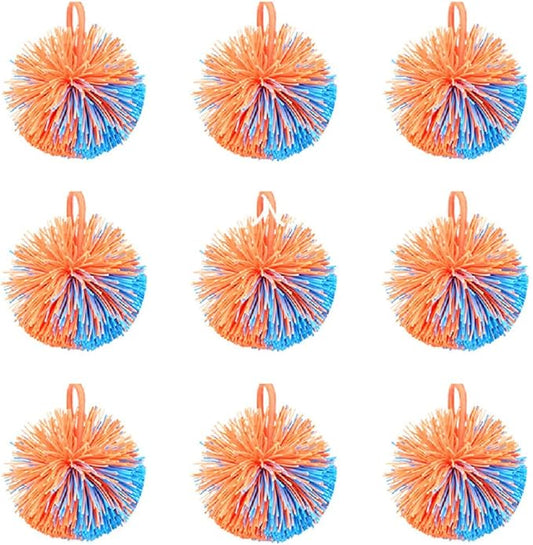 2.5" MINI Rubber String Ball Assorted Bulk Bundle, Soft Active Fun Toy, Sensory Fidgets Toys, Stress Balls,Colorful Bouncy Ball,9Pack (RKB-1)