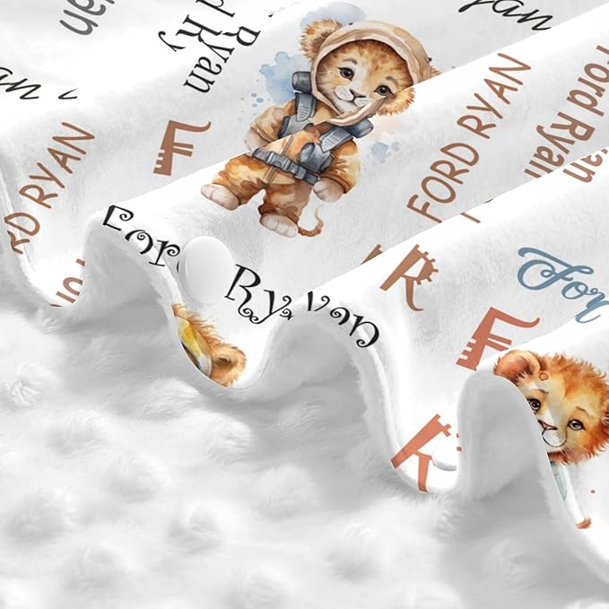 Personalized Baby Car Seat Canopy Minky Lion Baby Blanket Custom Name Baby Car Seat Cover Girls Boys Infant Newborn Carseat Canopy Nursing Cover for Stroller Car Seat Canopies