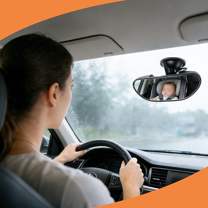 GES Rear View Mirror - 360 Degree Adjustable, Strengthen Suction Cup for Car - 5.9 x 2.2Inch - Black