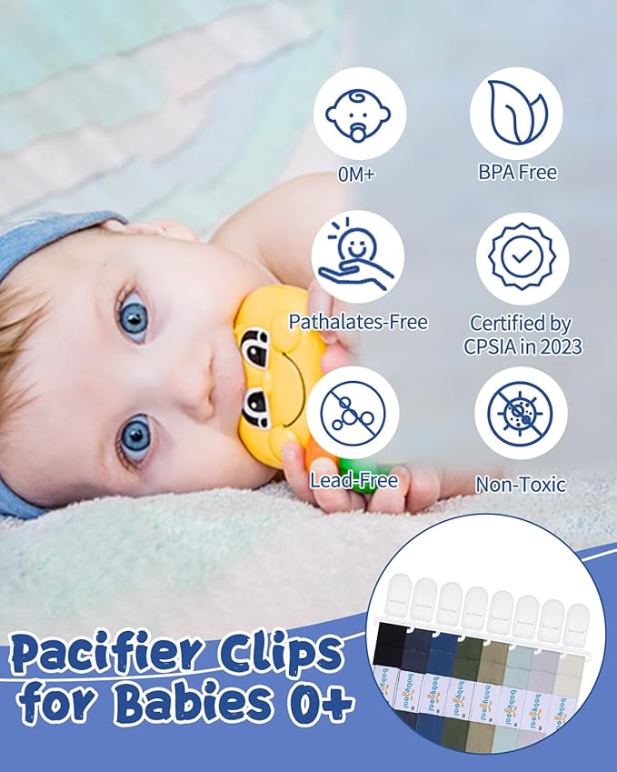 babygoal Baby Pacifier Clips 8 Pack, Pacifier Holder Clip Fits for Most Pacifier and Binkies-Neutral Color