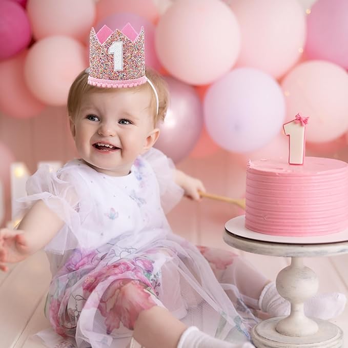 Boy Girl Birthday Crown, Prince Princess Birthday Hat Headband Tiara Crown Cake Photo Prop Party Decorations