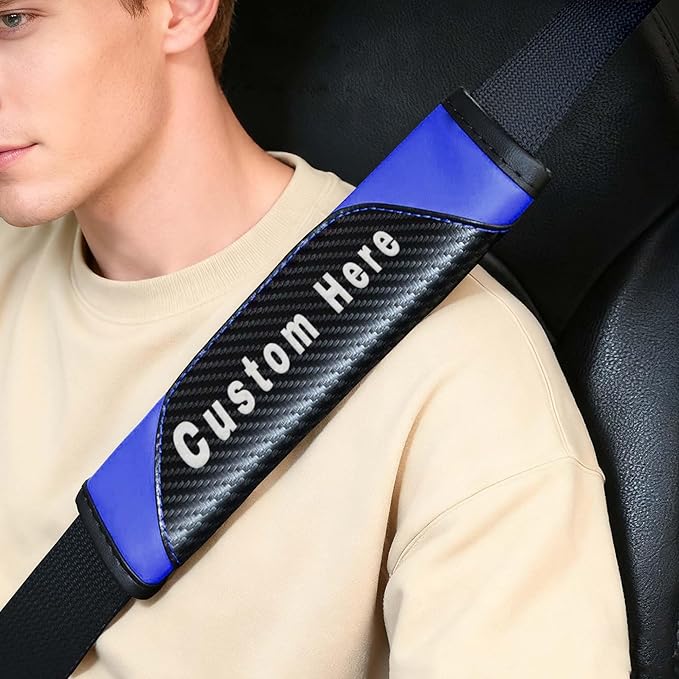Custom Seat Belt Cover Pad - Personalized Carbon Fiber Seatbelt Shoulder Cushion, Auto Accessories for Cars Trucks SUVs