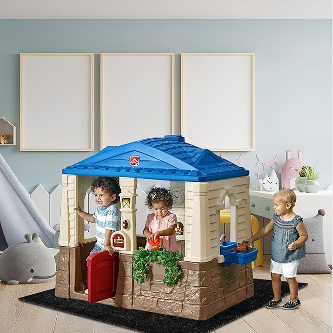 Outdoor Playhouse Mat - 57'' x 57'' Portable Outdoor Play House Activity Rug with Non Slip Backing Felt Outside Game House Play Mat Playhouse Pad Rug for Outside Home Floor