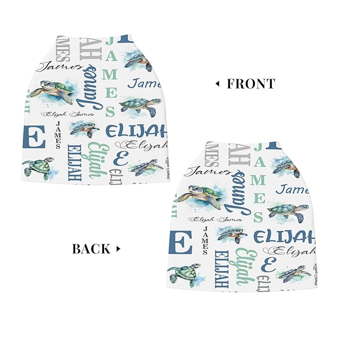 Personalized Baby Car Seat Cover with Name Stroller Canopy Custom Sea Turtle Carseat Cover Newborn Baby Boy Girl Nursing Cover for Moms First Birthday Gift