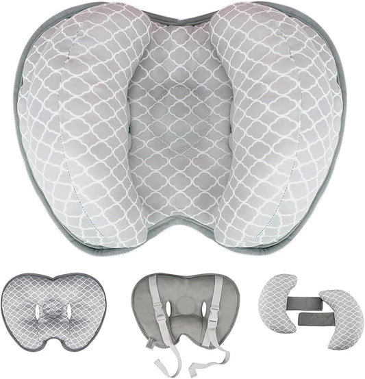 KAKIBLIN Baby Neck Pillow for Head, 2 in 1 Travel Pillow Baby Car Seat Head Support Banana Neck Pillows for Infants Small Boys and Girls, Support for Stroller,White Cloud