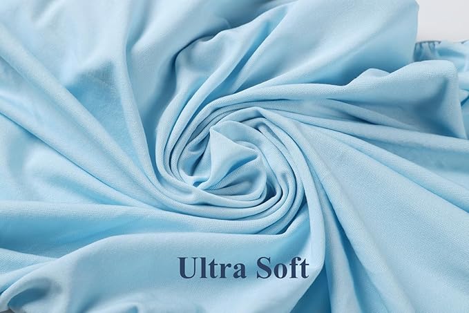 Pack n Play Sheet Stretchy Fitted Portable Mini Crib Sheets Set 2 Pack,Playard Sheets Convertible Playard Mattress Cover,Ultra Soft Jersey Material, Light Blue & Car