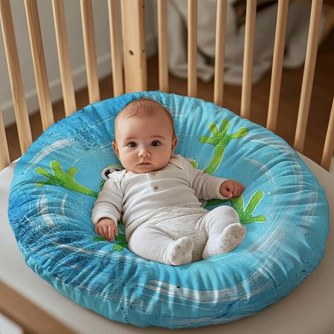 Water and Frog Newborn Lounger Pillow Cover Removable Soft Slipcover for Newborn Baby Padded Lounger Infant Floor Seat Cover for Boys Girls Breathable and Washable