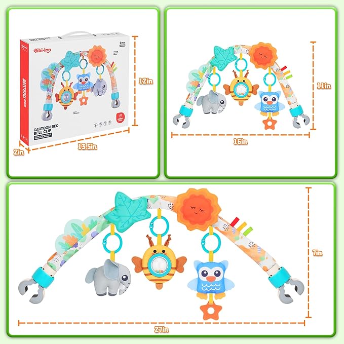 Car Seat Toys for Babies 0-6 Months,Arch Stroller Toys for Infant 0-6 Months,Mobile for Bassinet Bouncer Hanging Toys Fit for Crib,Stroller,Car Seat Shower Gifts for Baby 6-12 Months(Animals)