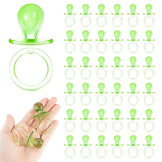 36 Pieces Acrylic Pacifiers for Baby Shower Games, 2.5'' Baby Shower Pacifiers, Bulk Pacifier for Hunt Games, Gender Reveal Table Scatter, Party Favors Decoration(Green)