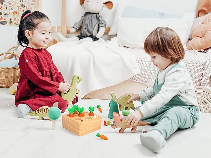Montessori Toys for 1 Year Old, Carrot Shape Size Sorting Game, Wooden Easter Baby Toys for Babies 6-12 Months Fine Motor Skills Development Age 1-5, Easter Party Favors for Kids