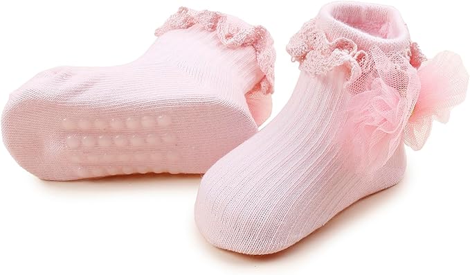 Baby Girls Headband & Socks Set, Cute Socks with Flower Hair Bows Baby Accessories Gifts for Newborn Infant Toddler