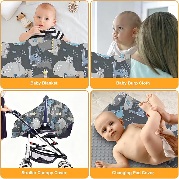 Carseat Covers Baby Boy, Car Seat Cover Baby, Dinosaur Minky Infant Car Seat Covers, Washable Breathable Stroller Cover Nursing Cover, Newborn Shower Gift, 30" x 40"