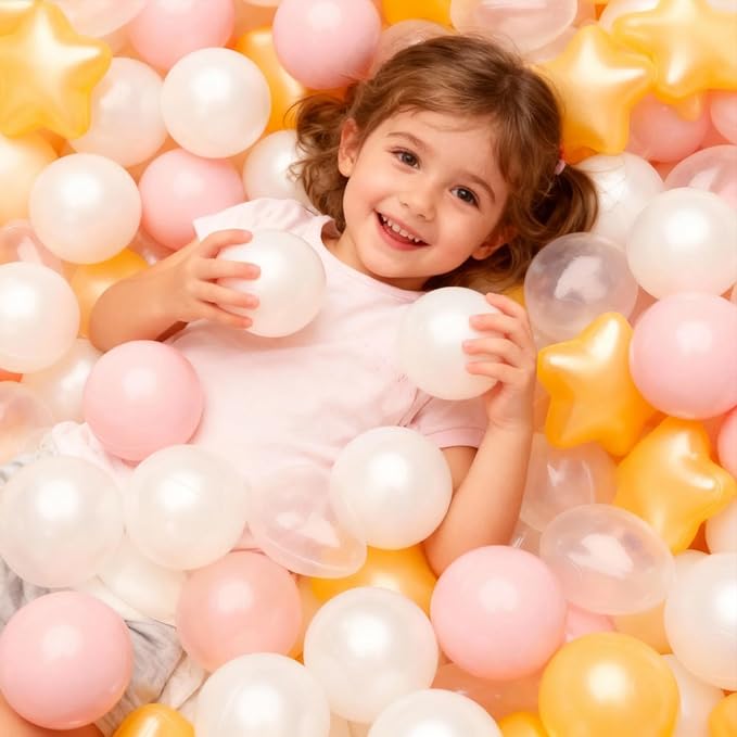 GOGOSO Ball Pit Balls,Plastics Balls for Ball Pit, Stars Hearts Shape for PastelBall for Toddlers Kids