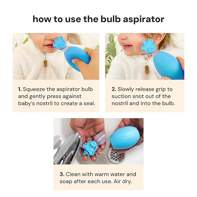oogiebear: Baby Nasal Aspirator - Safe Booger & Earwax Remover for Newborns, Infants, Toddlers - Better Syringe, Airtight Suction, Nose Sucker - Essential Baby Stuff, Diaper Bag Must-Haves, Blue