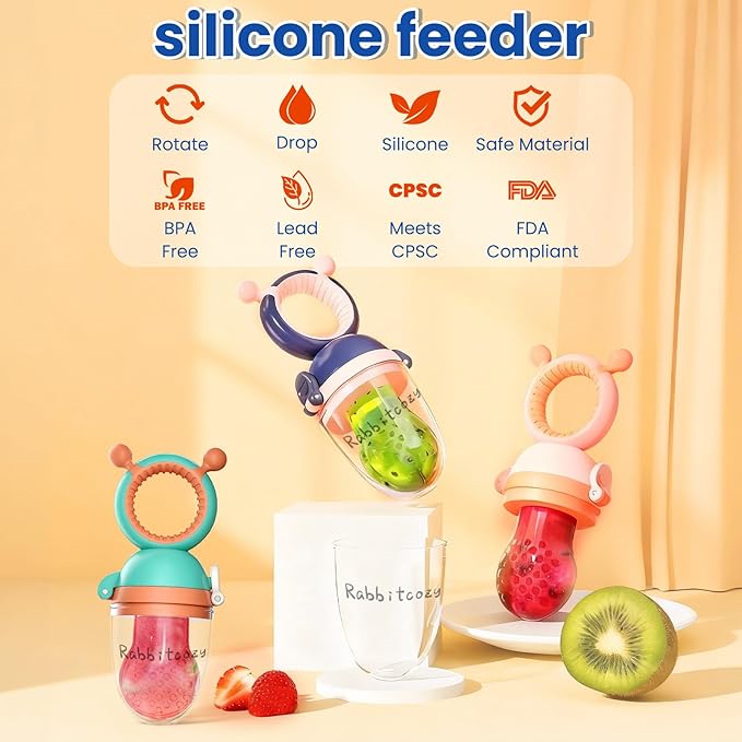 Baby Fruit Food Feeder Pacifier - Fresh Teething Pacifiers, 3 Different Size Silicone Pouch,Teethers for Babies 6-24Months, Baby Solid Food Essentials, Nutrition Feeder, BPA Free,1 Pice, Purple
