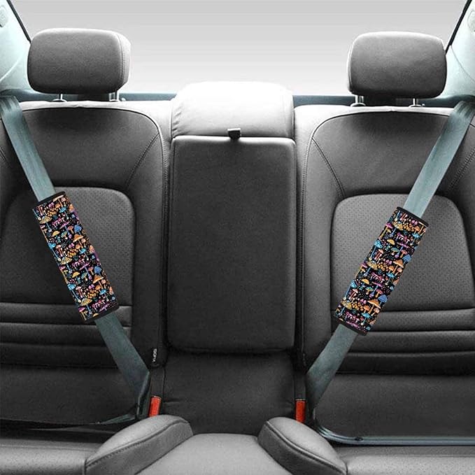 UNICEU Rainbow Hippy Mushrooms Car Seat Strap Pads Universal Car Seat Belt Pads Cover Seat Belt Shoulder Strap Covers Protection Pad for Car,Backpack