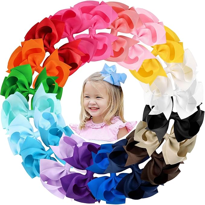20PCS Oaoleer 4.5inch Layered Grosgrain Ribbon Hair Accessories: Alligator Clips, Barrettes for Baby Girls, Infants, Toddlers, Kids, and Teens (Style-B)