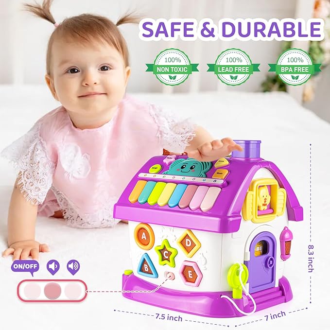 Marstone Toddler Toys for 1 Year Old Girl Gifts: Kids, 8 in 1 Multi-Functional Learning Baby Musical House for Birthday Gifts, Educational Baby Girl Toys 6-12, 12-18 Months