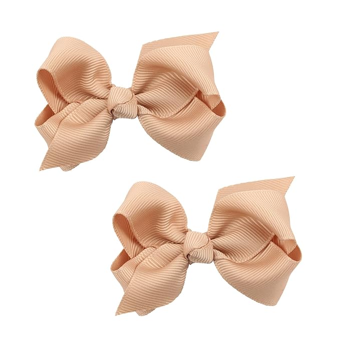 Baby Girl's 2Pcs Cute 3 Inch Pure Color Bow-knot Hair Clip for Photography Travel Daily Life (Light Coffee)