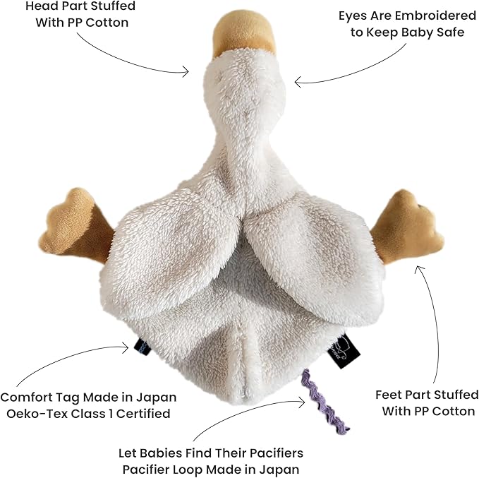 Helga The Goose, Pacifier Holder, Security Blanket Lovey, Infant Stuffed Toy, 9.8 Inches (Pack of 1) (Cannoli Cream)
