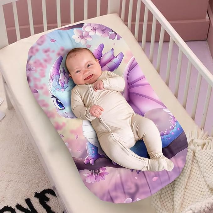 Dragon Snuggle Me Lounger Cover for Baby Boys and Girls, Cherry Blossoms Lounger Pillow Covers, Newborn Infant Nest Slipcover 31.5'' x 21.3''