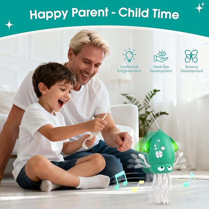 Baby Dancing Octopus Toys for 3 4 5 6+ Year Old Boy Girl, Magic Musical Crawling Tummy Time Toy, Led Light Dancing Squid Toy for Walking Toddlers, Kids Birthday