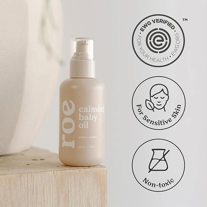 Roe Wellness Baby Hair, Scalp & Body Oil Unscented | Massage, Soothe, & Hydrates Irritated Skin | All Natural Non-Greasy Hydrating | Moisturize Full Body
