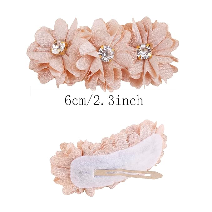 Flower Hair Clips Set for Baby Girl Lightweight Floral Hair Bow Accessories with Boutique Fully Lined Alligator Clip for Toddler Teens Gifts (ATD-FJ10-A)