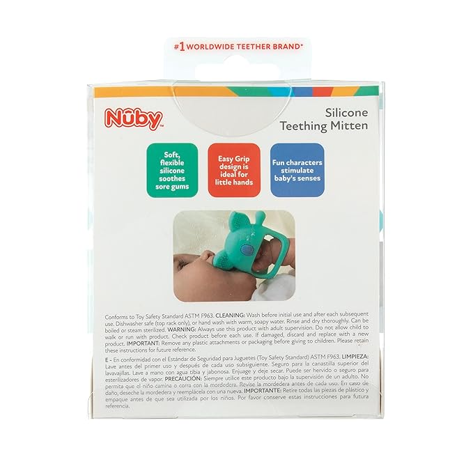 Nuby Silicone Wrist Teething Mitten - Baby Teether Ring - 3+ Months - Koala