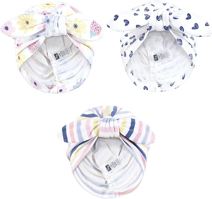 Hudson Baby Infant Girls Turban Cotton Headwraps, 0-24 Months