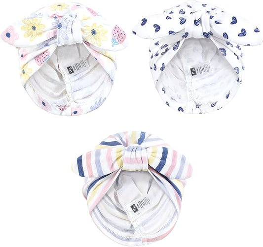 Hudson Baby Infant Girls Turban Cotton Headwraps, 0-24 Months