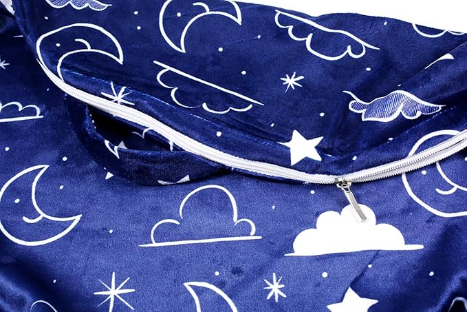 Newborn Lounger Cover - Hypoallergenic Minky Fitted Cover for Boppy Lounger Pillow - Stain-Resistant & Soft Baby Lounger Replacement Cover (Navy Blue, Stars and Clouds)